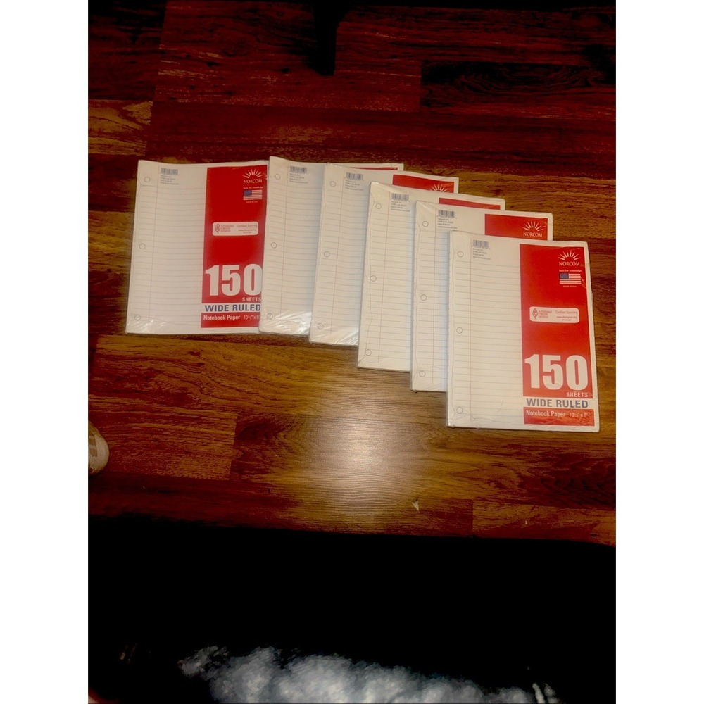 Mead Norcom Walmart Notebook Paper Wide Ruled 10.5 X 8 150 Sheets Lot‎ of 6